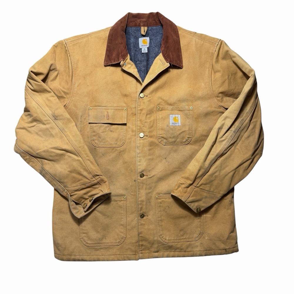 Vintage Carhartt Blanket Lined Chore Coat Work Wear Jacket Detroit Brown